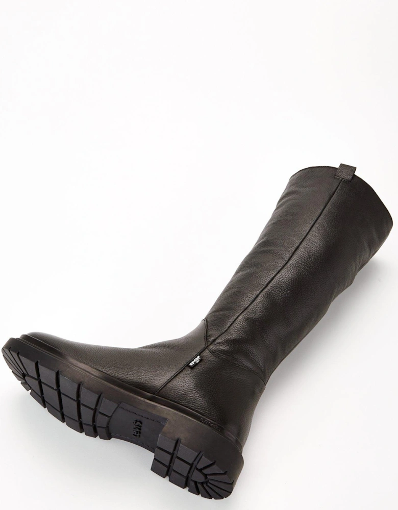 Super Trooper Leather Calf Length Boot - Black
