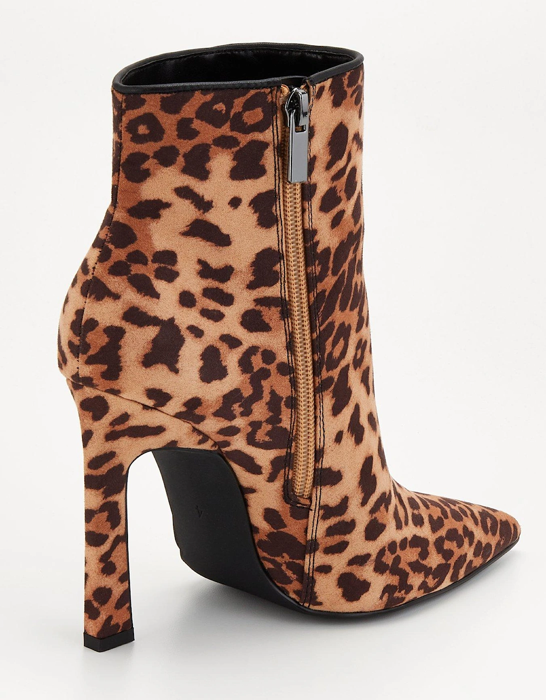 Point Toe Leopard Ankle Boot - Brown