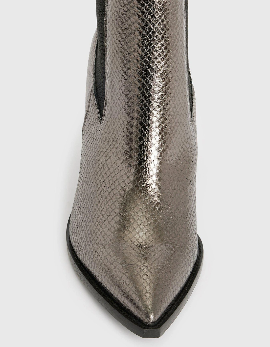 Ria Snakeskin Effect Boots - Gunmetal