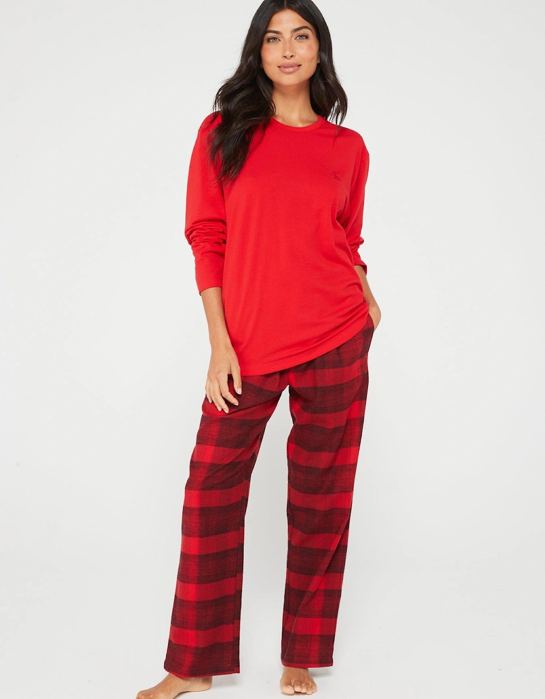 Check Flannel Long Pyjama Set - Red