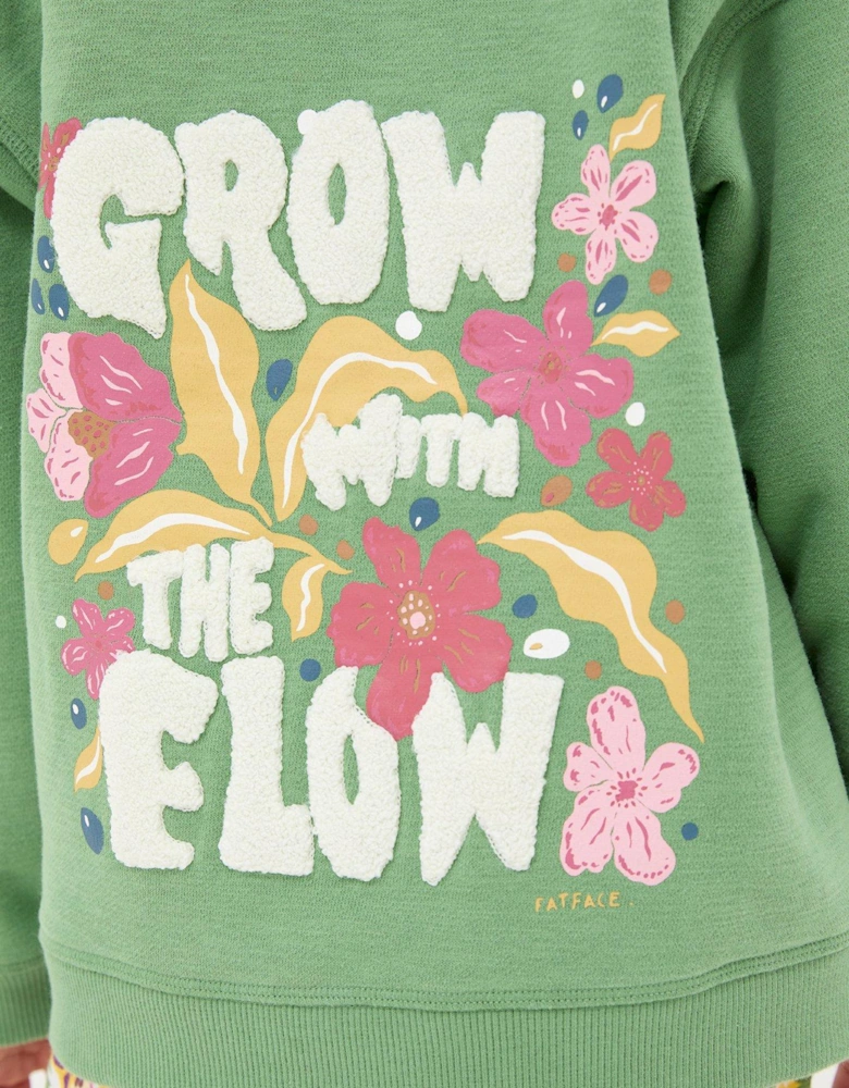 Girls Grow Flow Hoodie - Washed Green