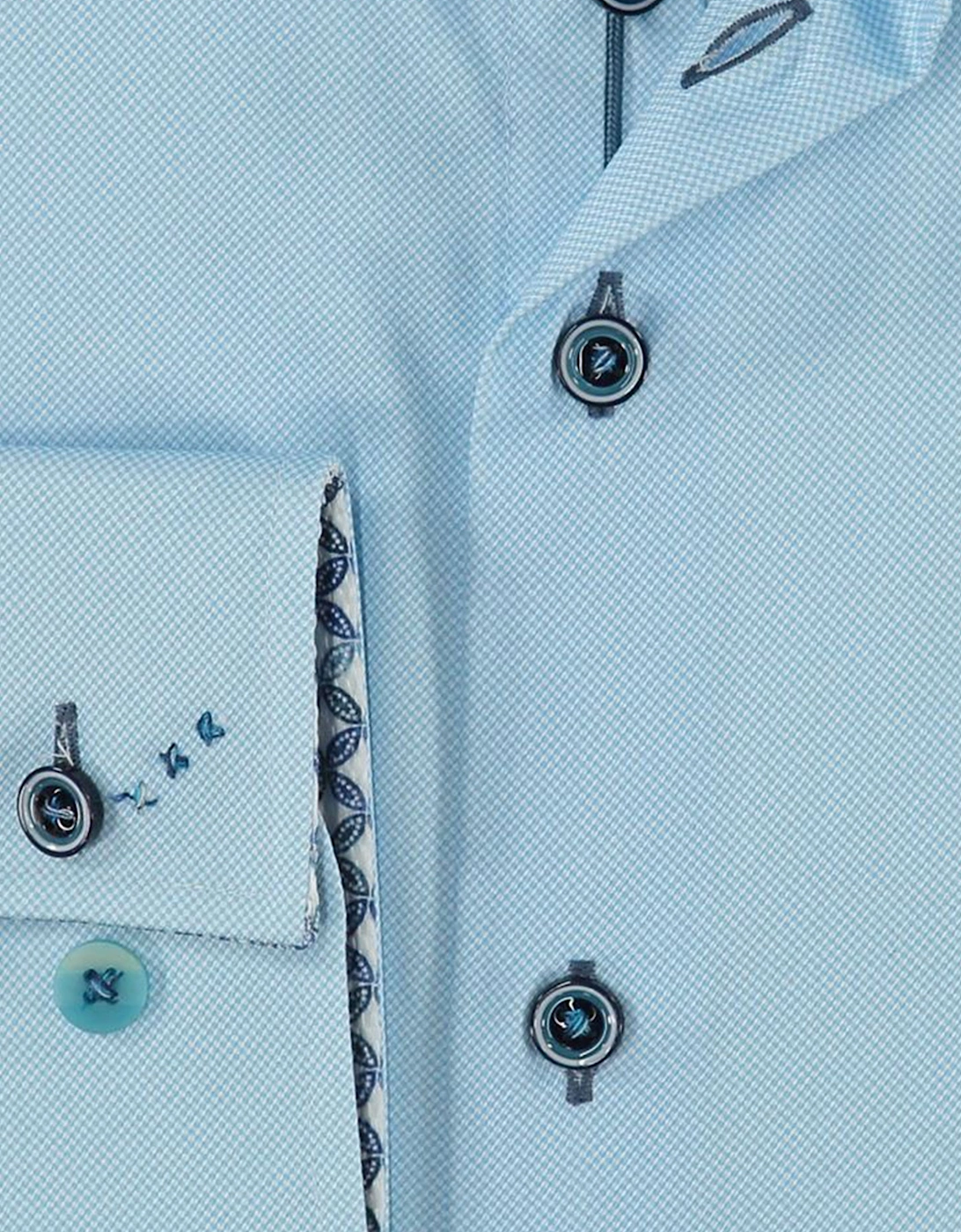 Hidden Button Down Collar Long Sleeved Shirt Light Blue