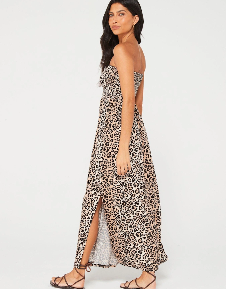 Shirred Beach Maxi Dress 2 Pack - Pink/ Animal Print