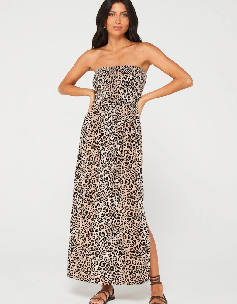 Shirred Beach Maxi Dress 2 Pack - Pink/ Animal Print