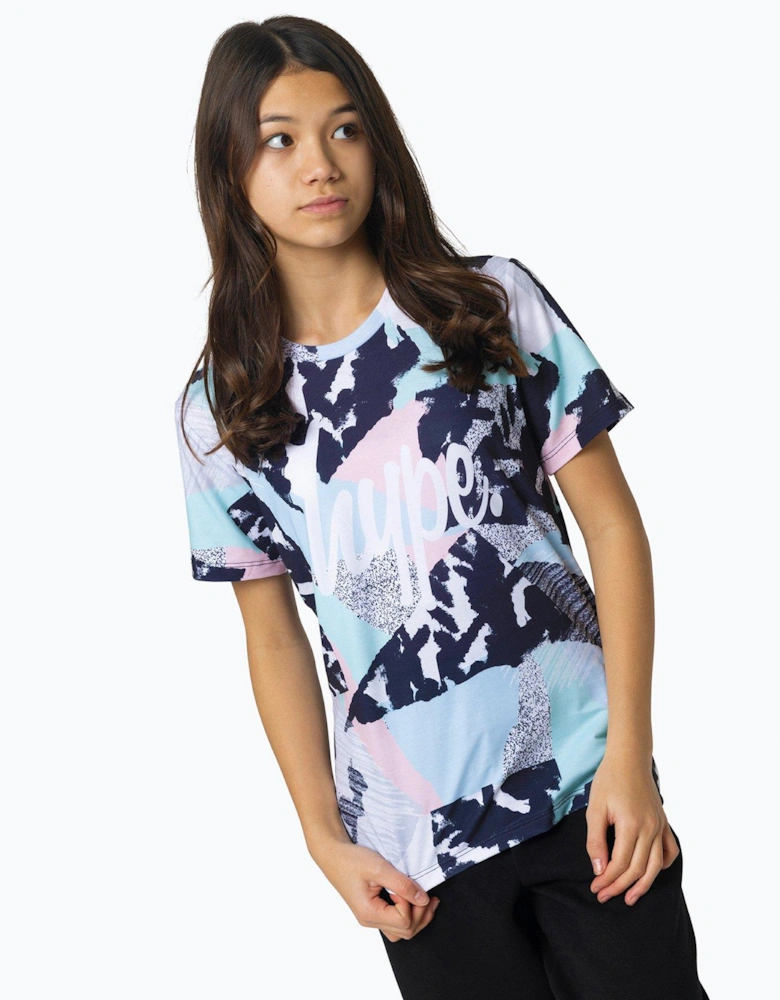 Girls Multi Pastel Abstract T-shirt