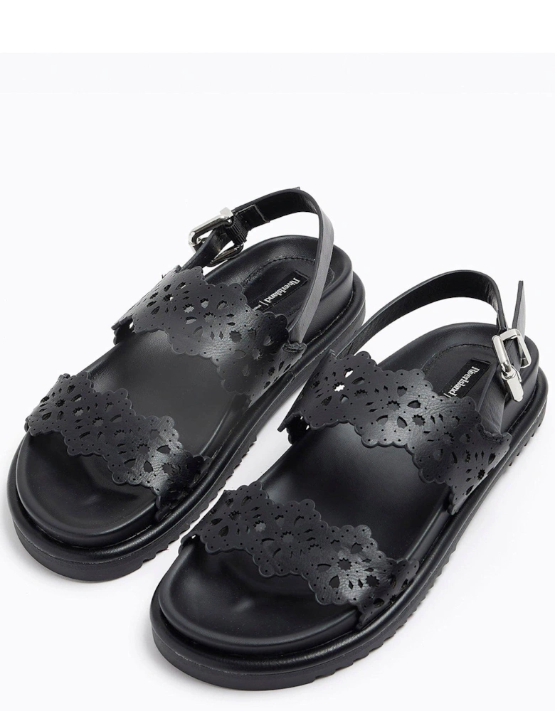 Laser Cut Sandal - Black