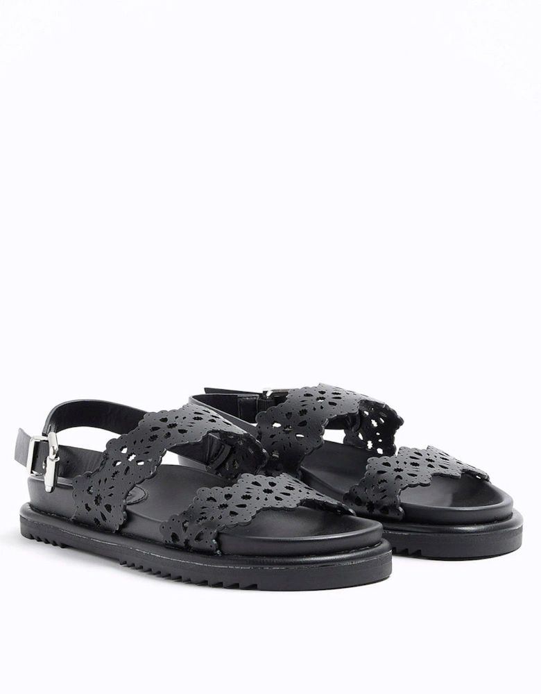 Laser Cut Sandal - Black