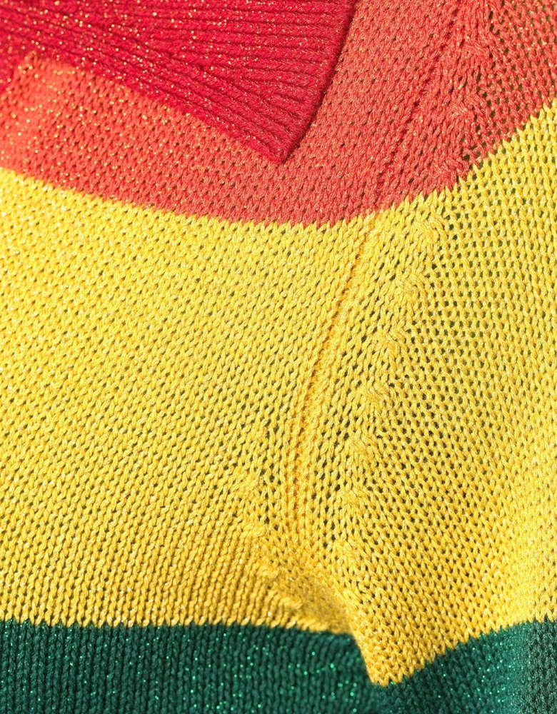 Jordan Rainbow Stripe Collared Knit Top - Rainbow Stripe