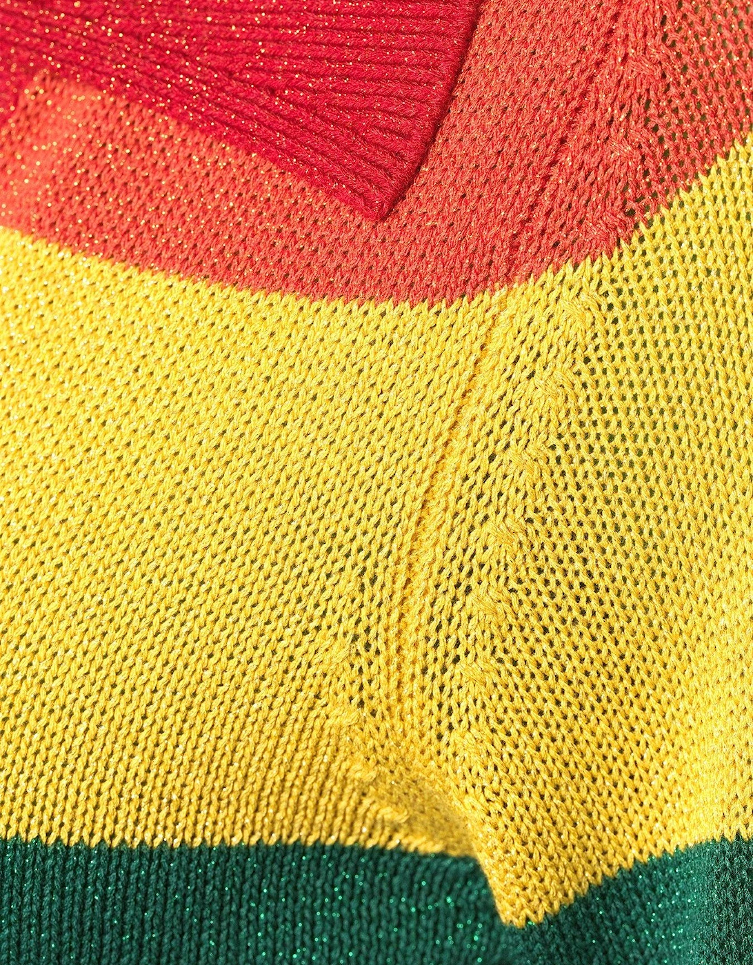 Jordan Rainbow Stripe Collared Knit Top - Rainbow Stripe
