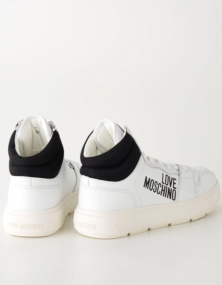 90s Style High Top Trainer - White And Black