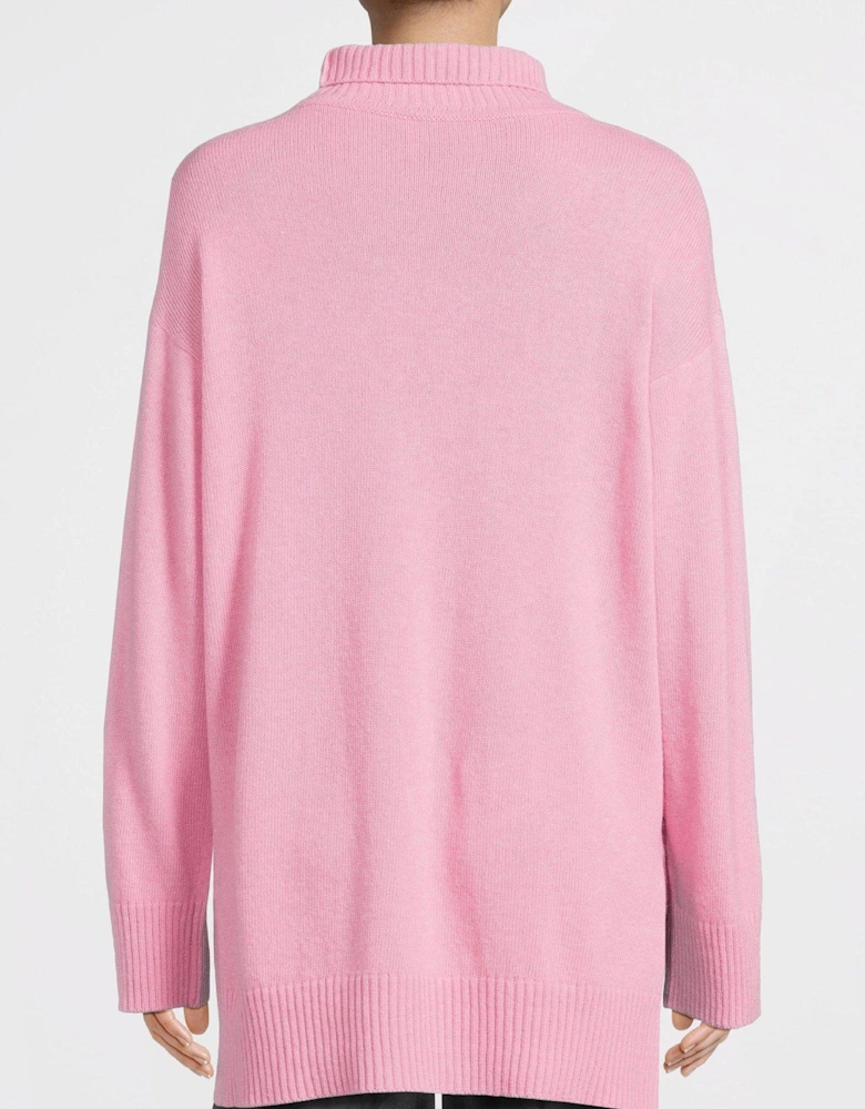 Long Sleeve Logo Knit Jumper - Pink 