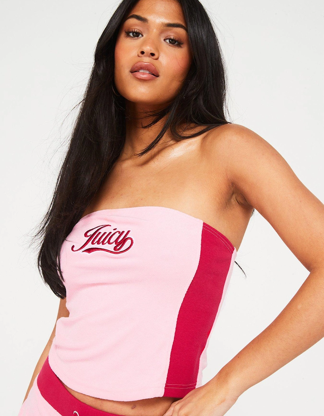 Towelling Retro Bandeau Top - Pink