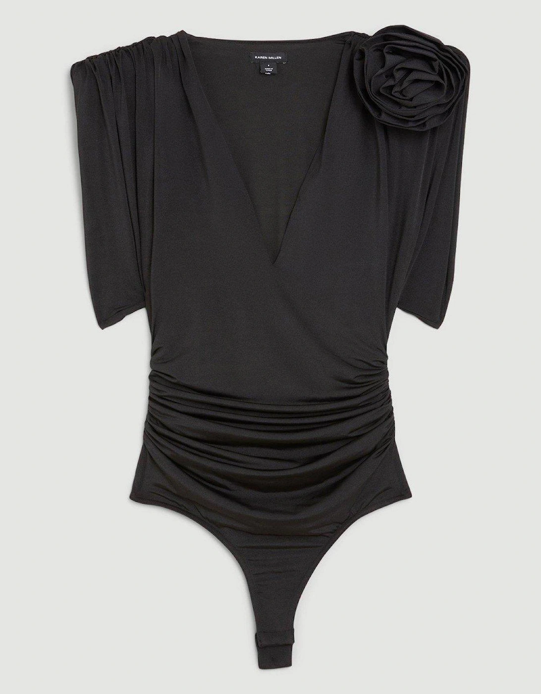Rosette Shoulder Bodysuit - Black