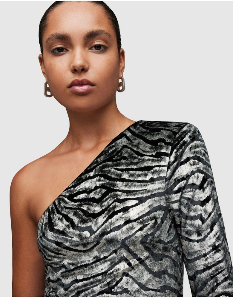 Deri Zebra Dress - Black/Silver