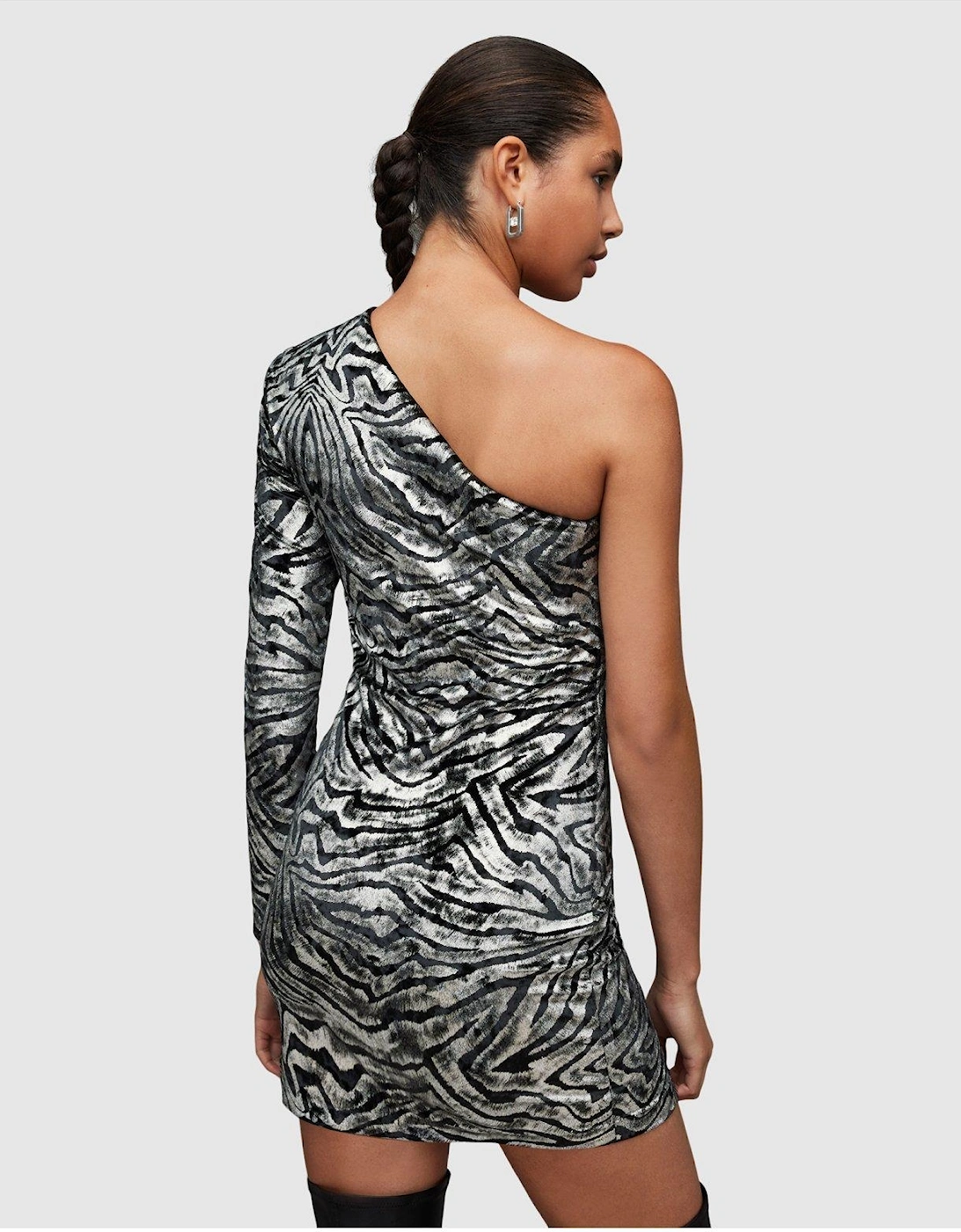 Deri Zebra Dress - Black/Silver