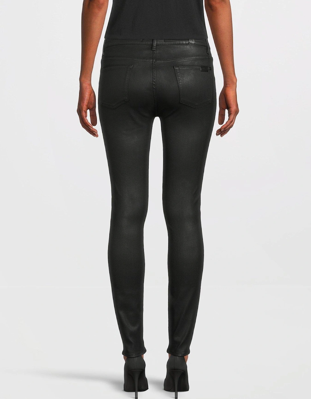 High Waist Skinny Coated Jeans - Black