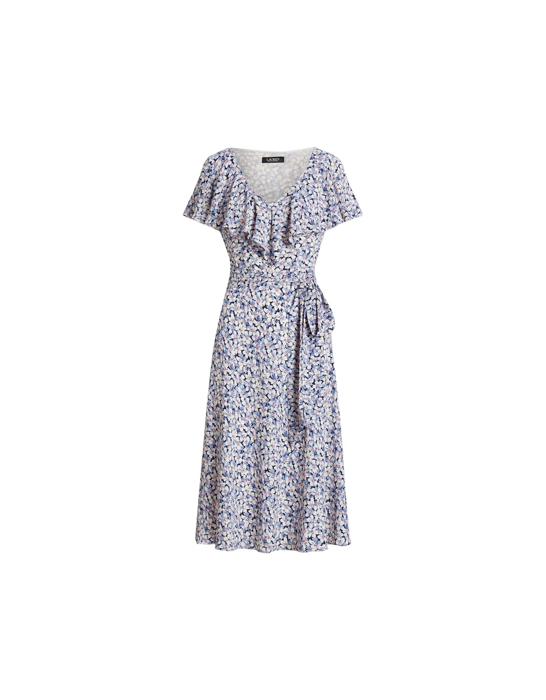 Roksana-short Sleeve-day Dress - Blue/cream/pink