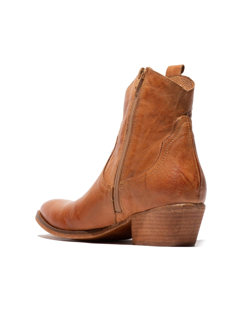 Wami Leather Ankle Western Boots - Camel
