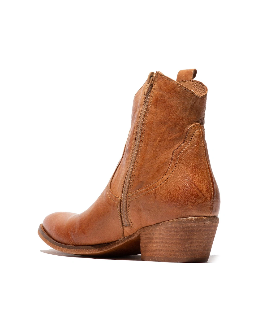 Wami Leather Ankle Western Boots - Camel
