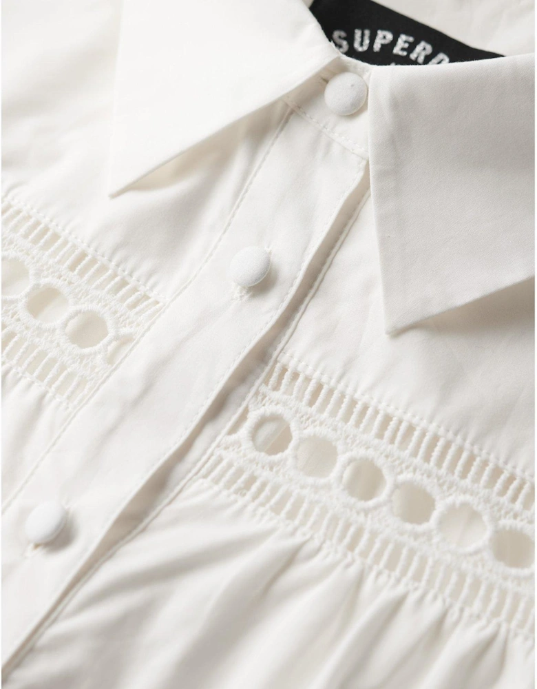 Lace Mix Shirt Dress - White