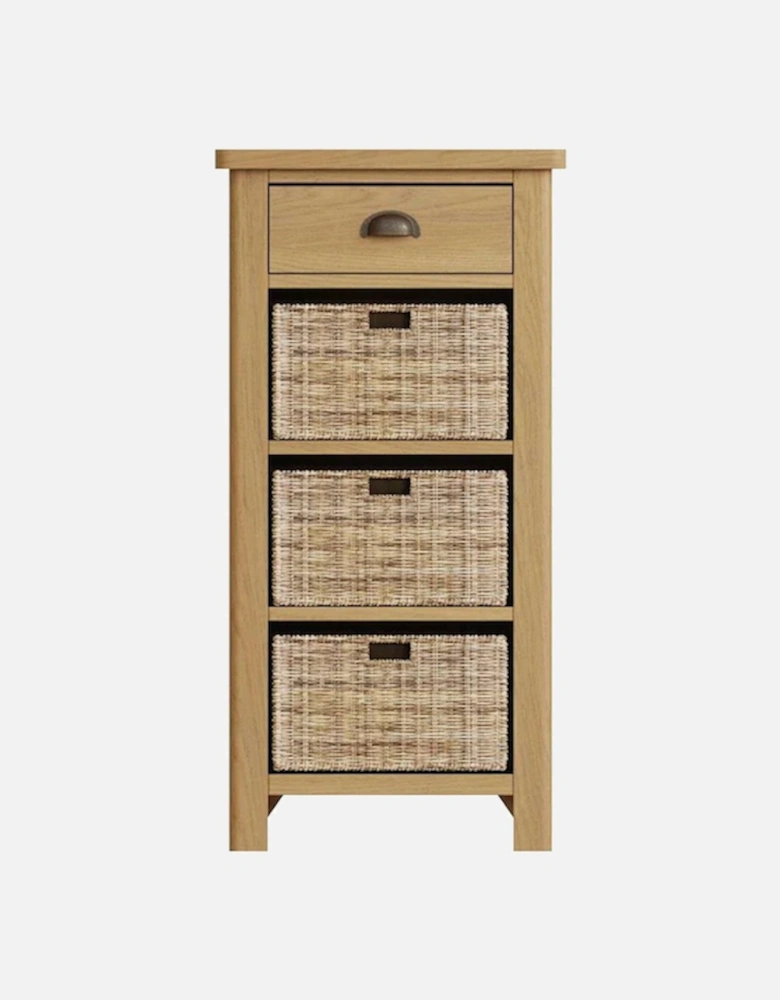 Rock Oak 1 Drawer 3 Basket Cabinet
