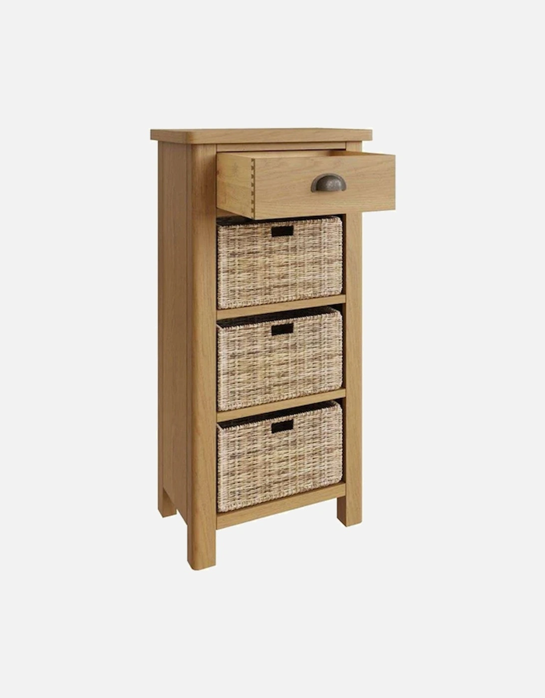 Rock Oak 1 Drawer 3 Basket Cabinet