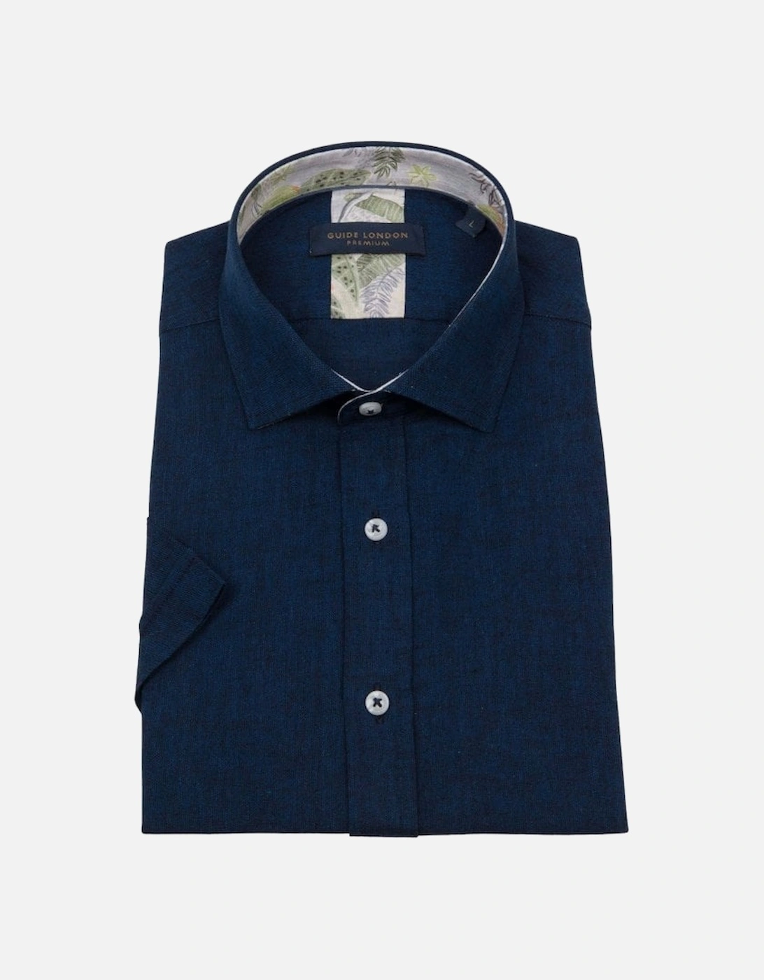 Linen/cotton Short Sleeve Shirt Navy, 3 of 2