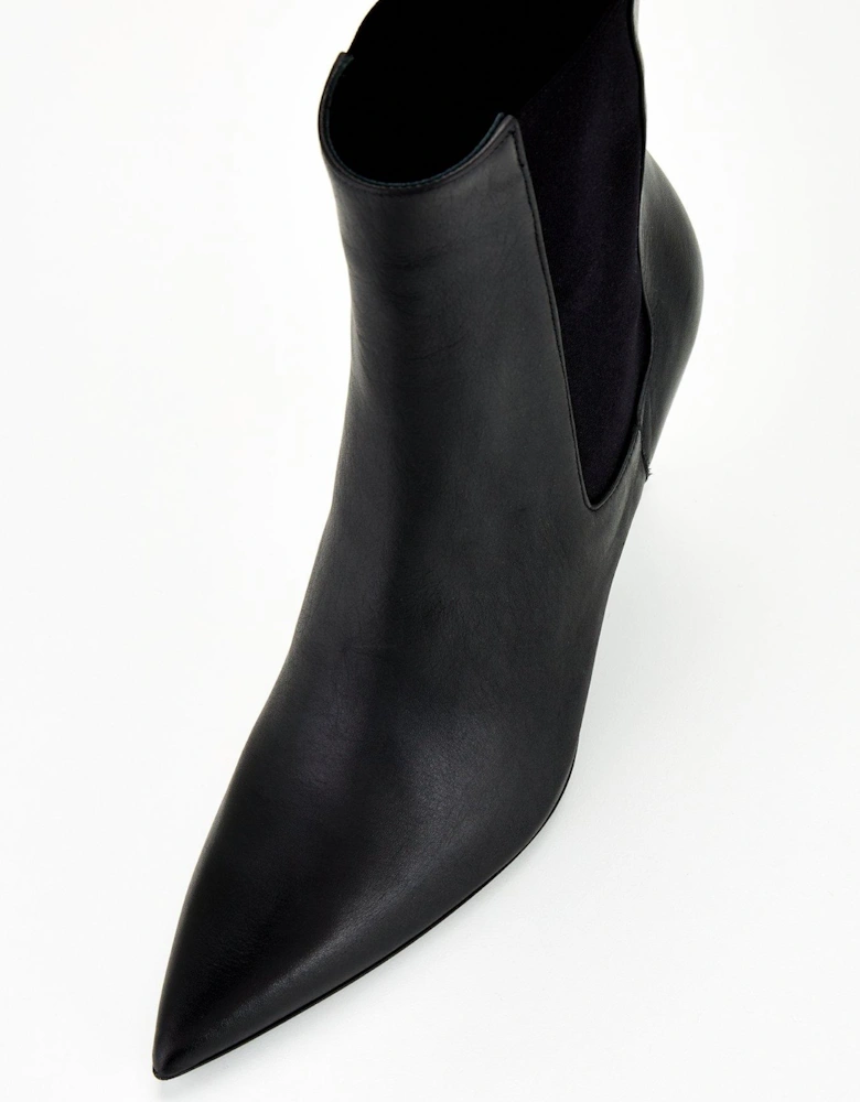 Chelsea Leather Stiletto Boot - Black