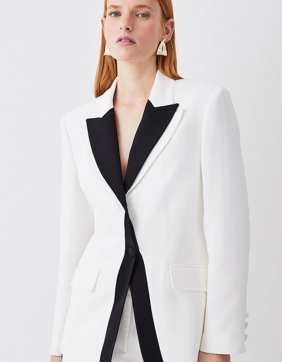 Compact Viscose Contrast Lapel Double Breasted Blazer, 5 of 4
