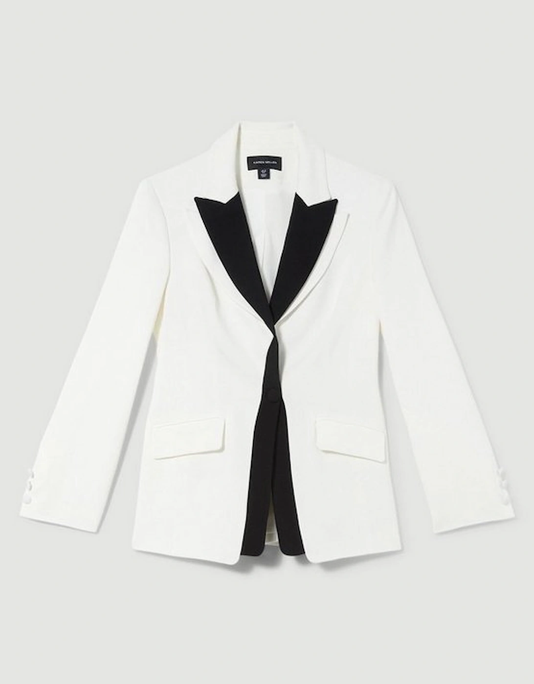 Compact Viscose Contrast Lapel Double Breasted Blazer