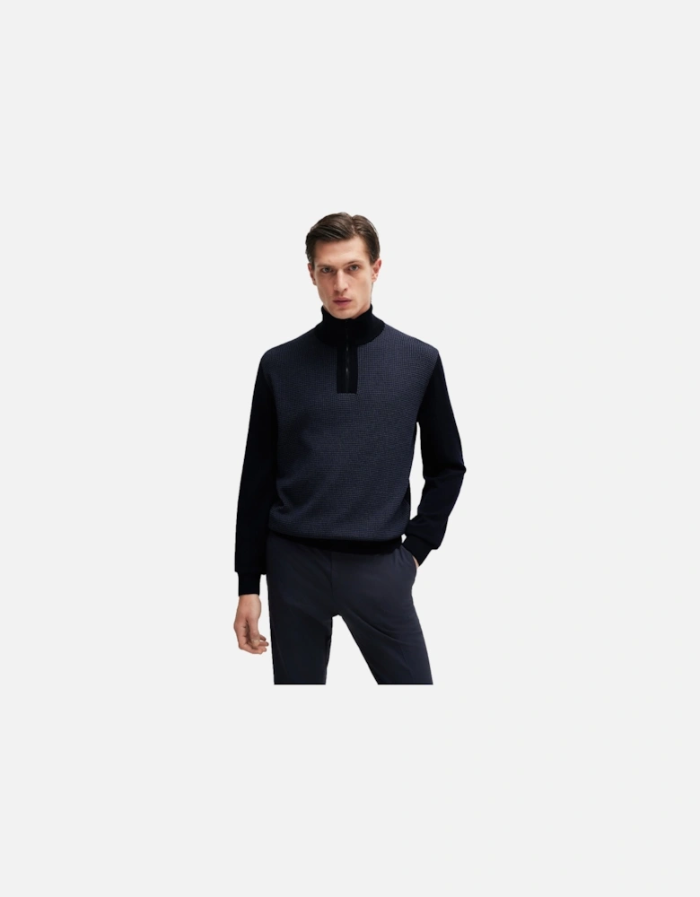 Boss H-dambino Half Zip Knitwear Dark Blue