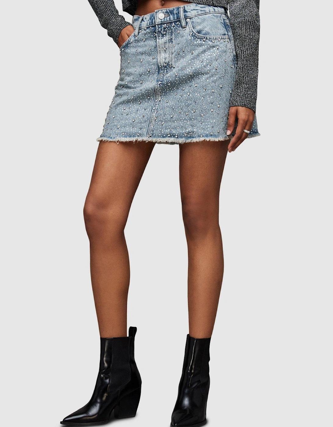 Wendel Diamante Mini Skirt - Light Indigo