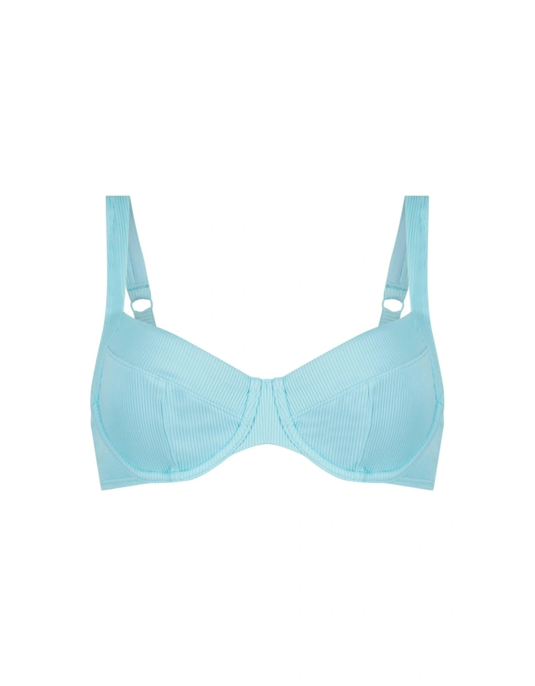 Texture Underwired Bikini Top - Blue