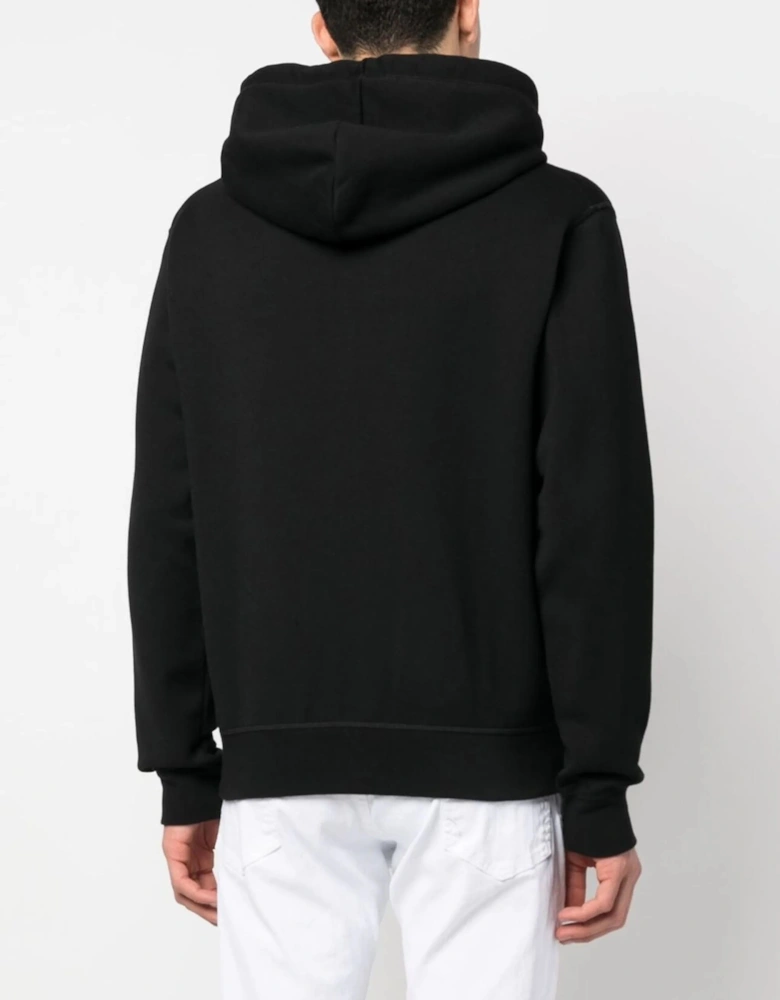 Outline Icon logo Zipped Hooded Jacket in Black
