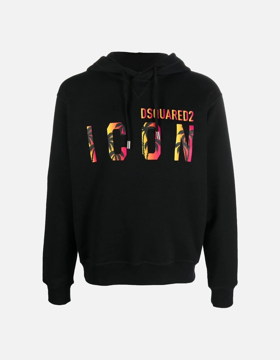 Dsquared2 Men's Black Icon Tropical Logo Printed Hoodie In - : 42 Xl