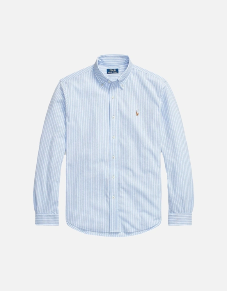 LS Mesh Oxford Sport Shirt 002 Dress Shirt Blue/White