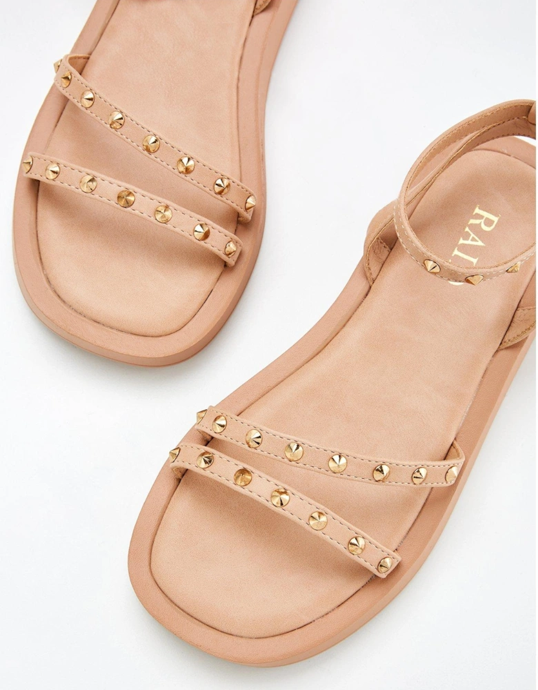 Reeta Flatform Embellished Sandals - Oat