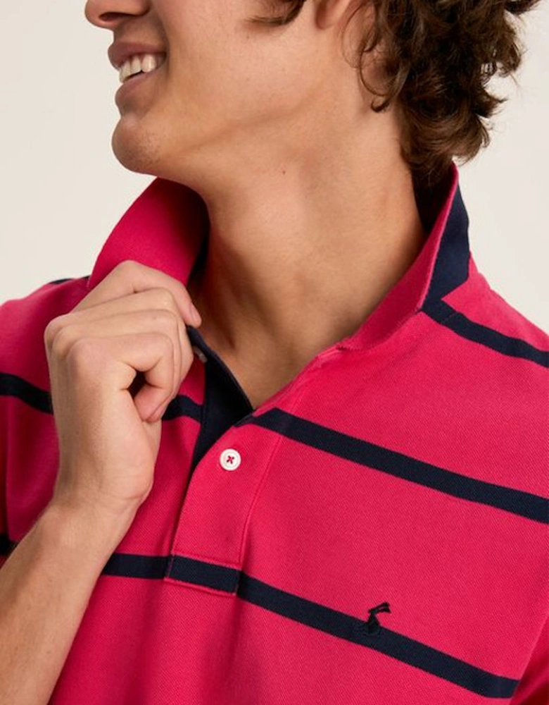 Men's Filbert Polo Shirt Pink Navy Stripe
