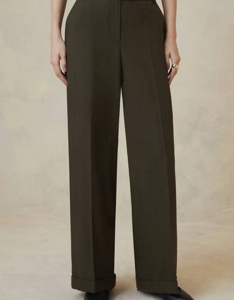 Petite The Founder Premium Tailored Tencel Linen Straight Trousers