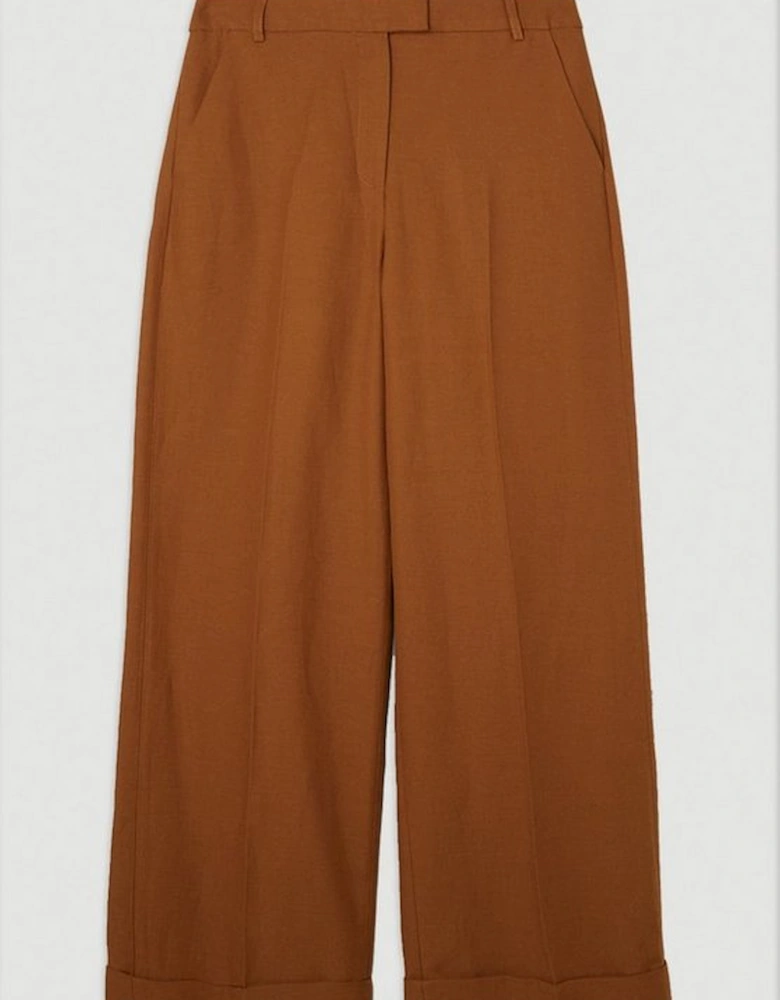 Petite The Founder Premium Tailored Tencel Linen Straight Trousers