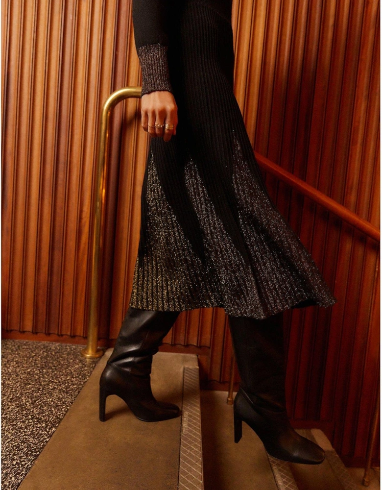 Knitted Midi Dress - Black