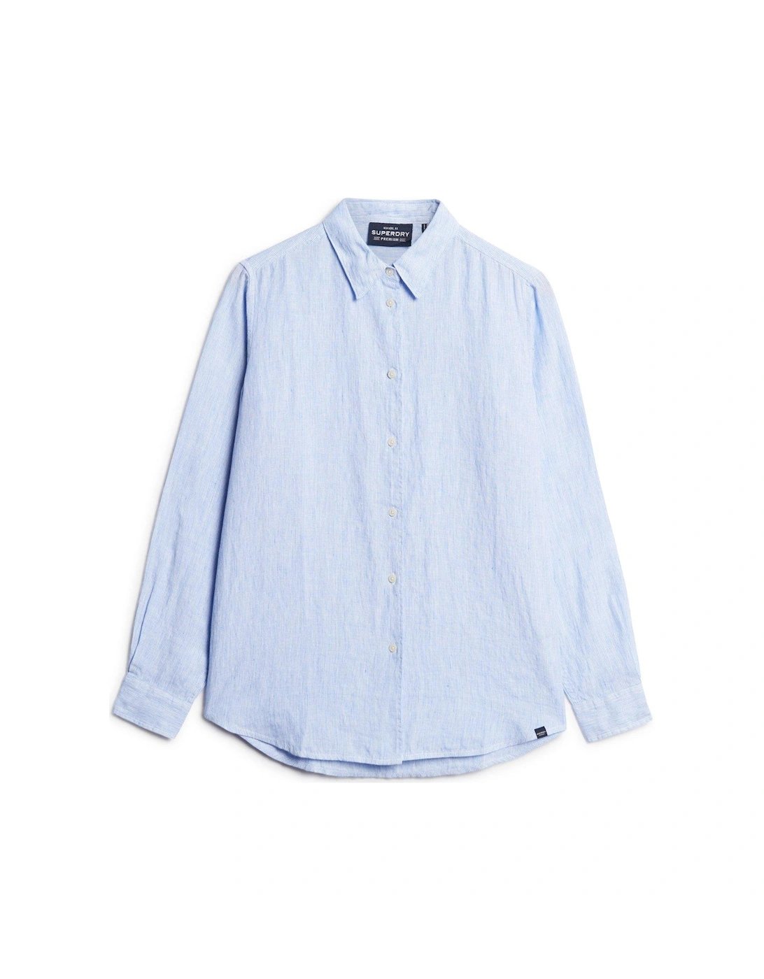 Casual Linen Boyfriend Shirt - Blue