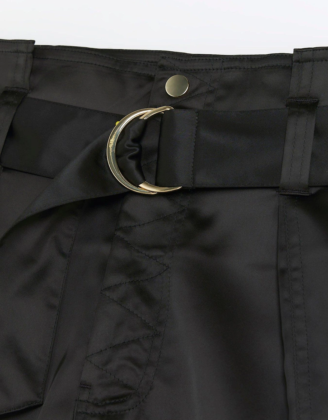 Satin Paperbag Trouser - Black