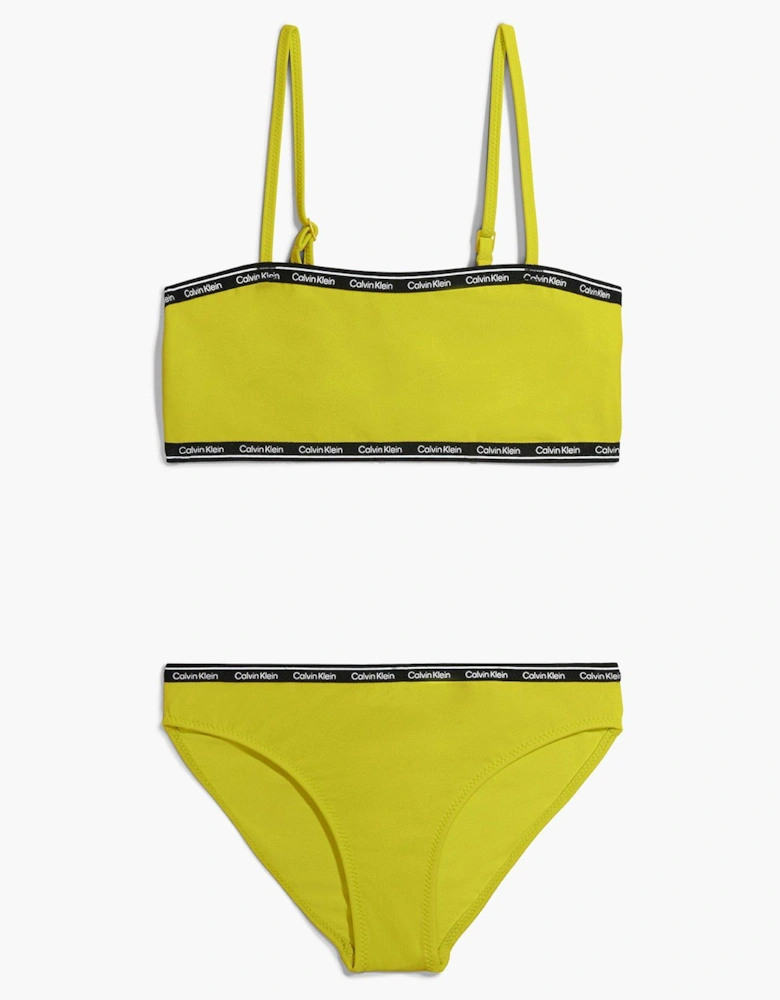 Girls Bralette Taping Bikini Set - Yellow