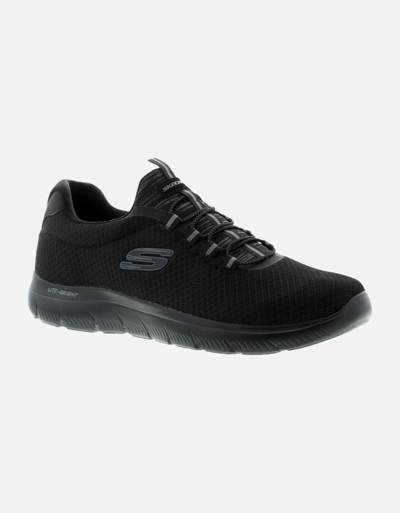 Mens Trainers Summits Lace Up Bungee Lace Memory Foam Black UK Size