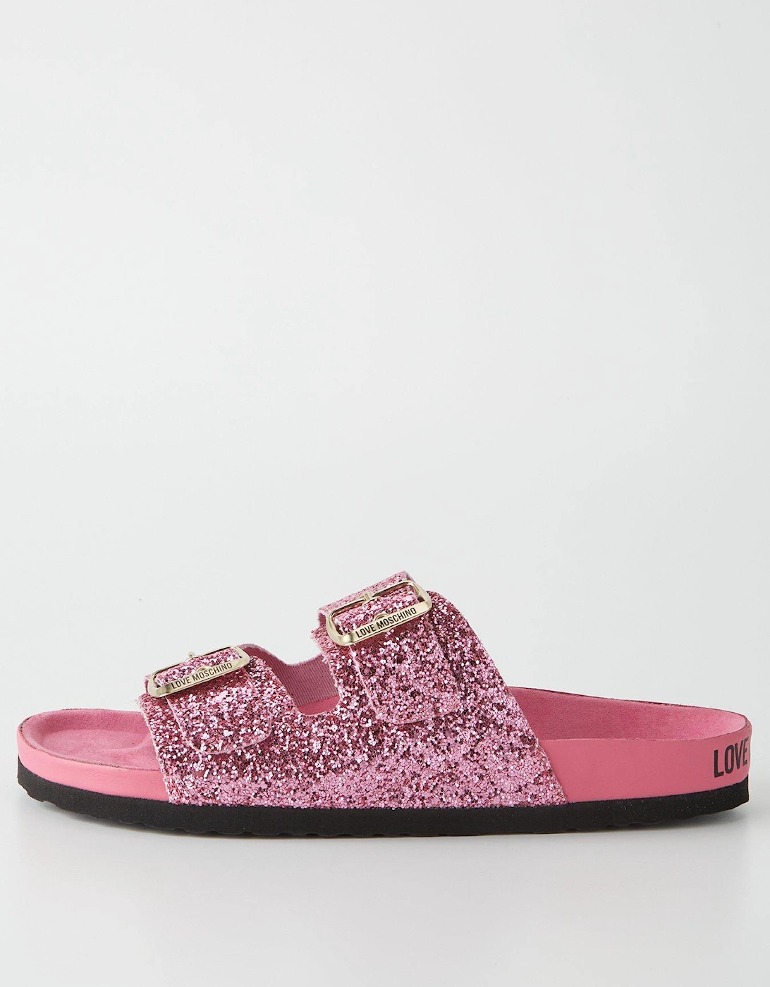 Sparkle Double Strap Sandals - Pink Glitter