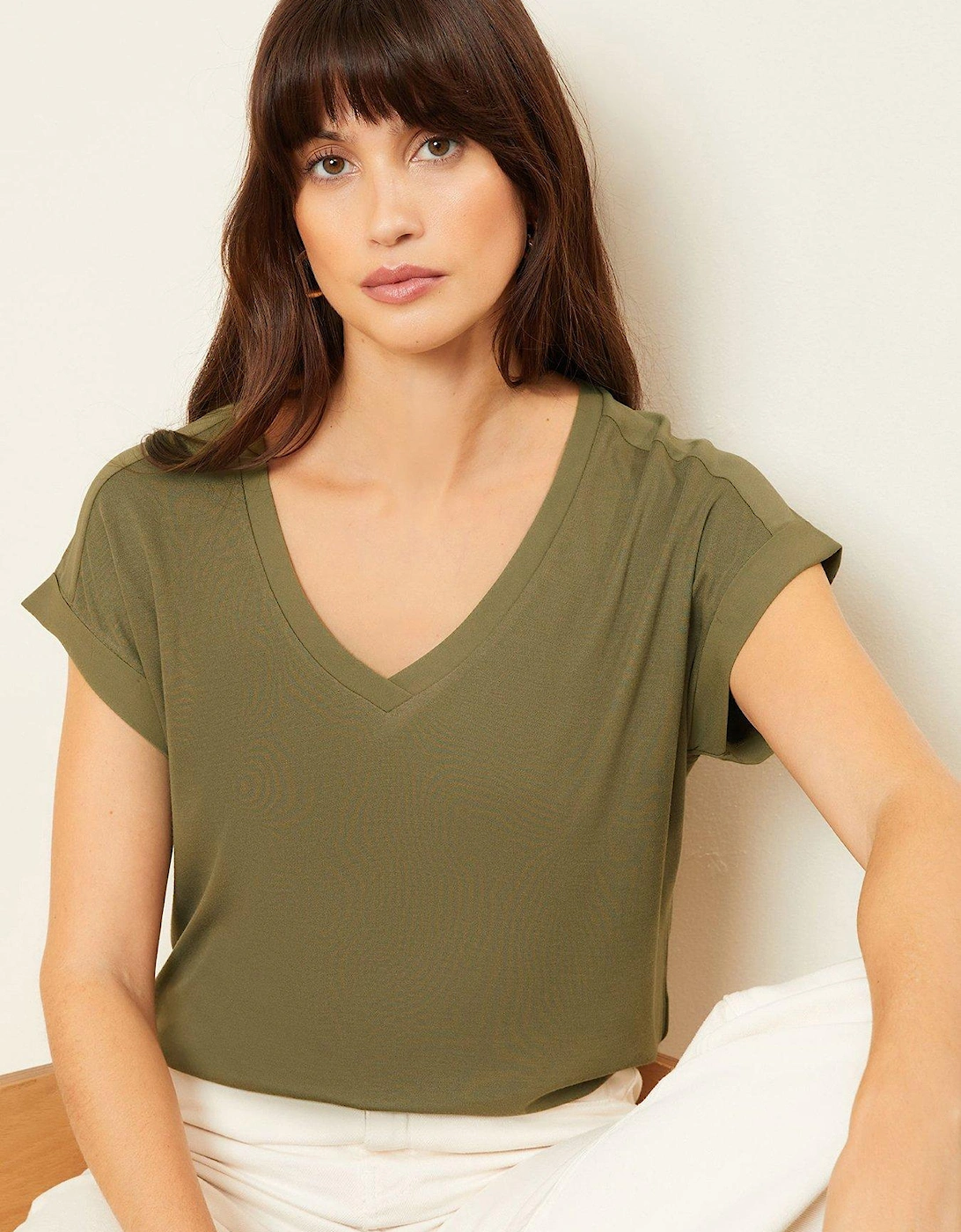 V Neck T-shirt-khaki, 2 of 1