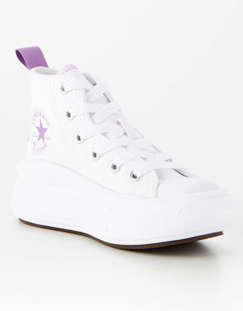 Kids Girls Move Canvas Hi Top Trainers - White/Purple