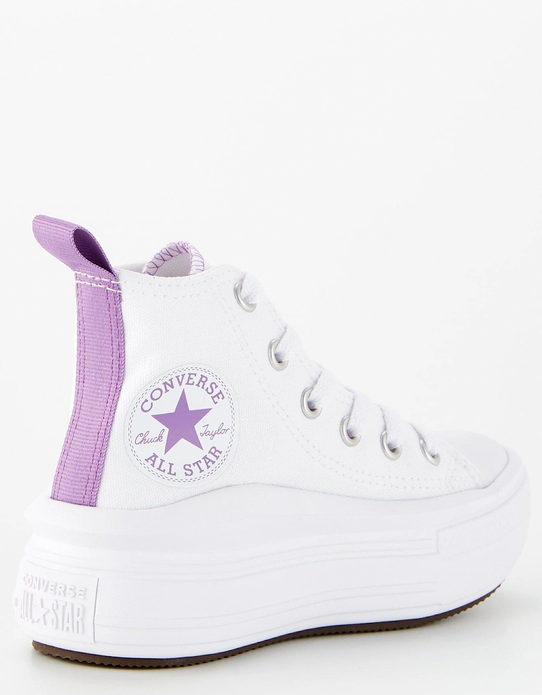 Kids Girls Move Canvas Hi Top Trainers - White/Purple