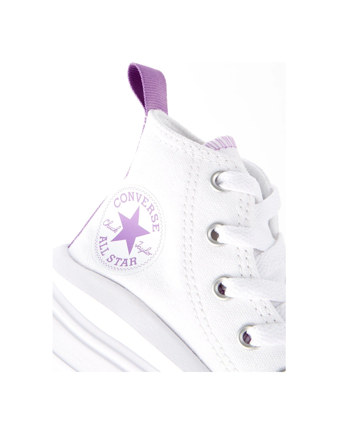 Kids Girls Move Canvas Hi Top Trainers - White/Purple